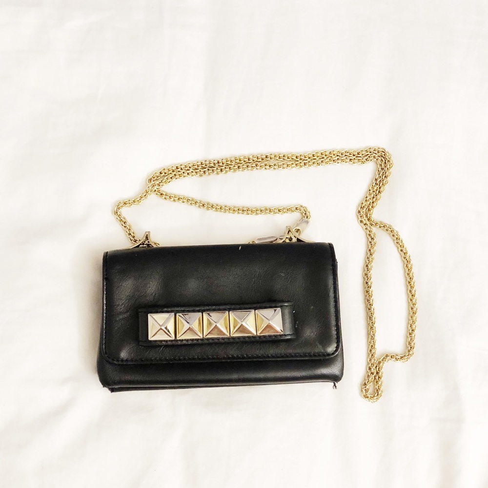Black studded chain bag
